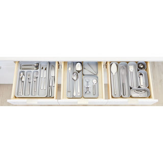 iDesign Eco BPA-Free Recycled Plastic Expandable Flatware and Cutlery Tray, Flint