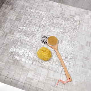 iDesign Pebblz Square Shower Mat in Clear