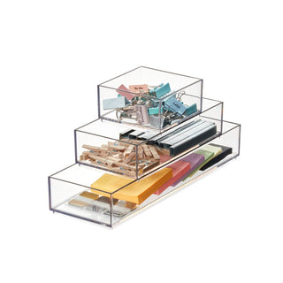 RPET Onyx Stack & Slide Organizers (Set of 3) Clear
