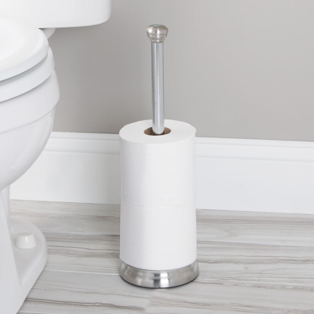 iDesign Kent Plastic Toilet Paper Tissue Roll Reserve Canister, Free-Standing