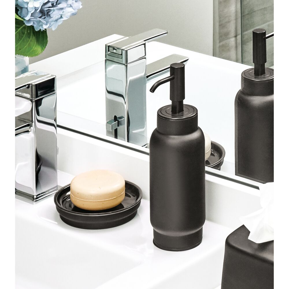 iDesign Eco Vanity Ceramic Refillable Tall Soap Dispenser Matte Black