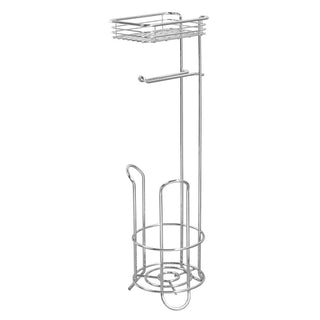 Classico Roll Stand Plus w/Shelf Chrome - iDesign-Toilet Tissue Reserve+