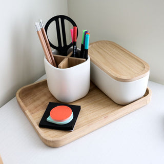 Eco Office Ceramic Desktop Set Coconut - iDesign-Desk Organizer Set