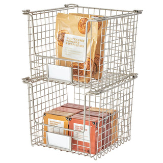 iDesign Classico Stackable Storage Basket with Handles, Matte Satin - iDesign-Baskets