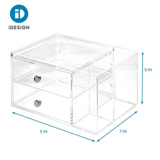 iDesign Drawers with Side Organizer - 2 Drawer in Clear - iDesign-Drawers
