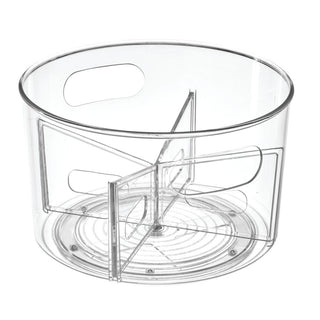 Linus BPA-Free Plastic Turntable Organizer with Removable Dividers - 10.5" x 10.5" x 6.36", Clear