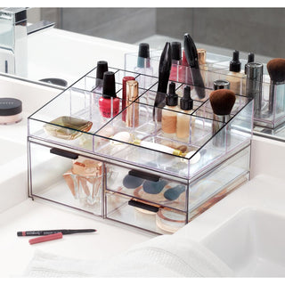 RPET Onyx 3 Drawer Cosmetic Organizer - Wide Clear