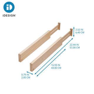 iDesign EcoWood Paulownia Expandable Drawer Divider Inserts (Set of 2)