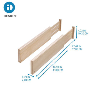 iDesign EcoWood Natural Paulownia Wood Expandable Tall Drawer Divider Inserts (Set of 2)