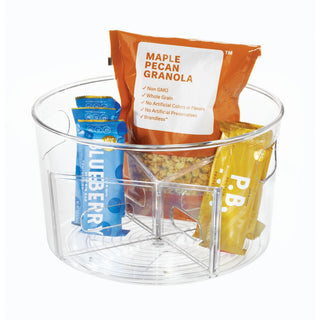 Linus BPA-Free Plastic Turntable Organizer with Removable Dividers - 10.5" x 10.5" x 6.36", Clear