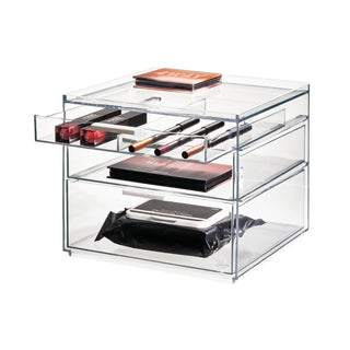 Tall Plastic Cosmetic 3-Drawer Organizer