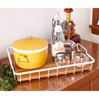iDesign Acacia Wood & Wire Serving Tray