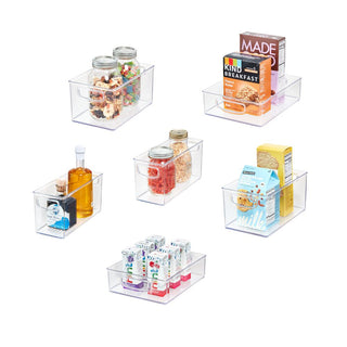 iDESIGN Linus Plastic Fridge/Pantry Kitchen Organizer Bins, Set of