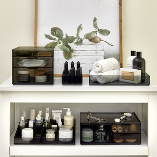 Sarah Tanno Collection for iDesign Cosmetic Drawer Organizer, 8" x 12" x 2", Smoke/Matte Black