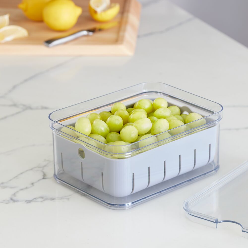 iDesign Large Rectangle Produce Keeper Grey, 12-1/2 x 7-1/2 x 5-1/2 H | The Container Store