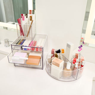 Tall Plastic Cosmetic 3-Drawer Organizer