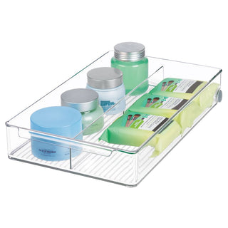 mDesign Plastic Bathroom Vanity Divided Storage Organizer Bin