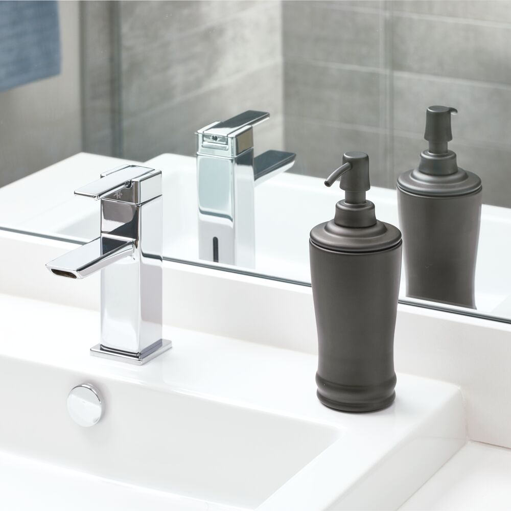 iDesign Eco Vanity Ceramic Refillable Tall Soap Dispenser Matte Black