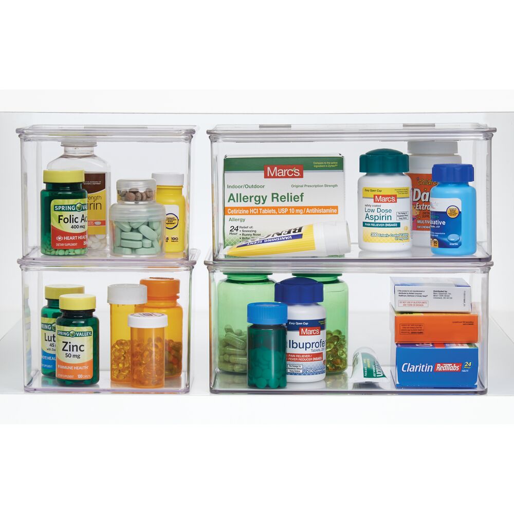 iDesign Med+ Plastic Bathroom Medicine Cabinet Organizer, for
