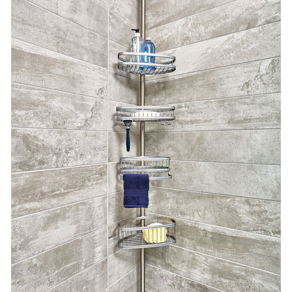 Interdesign York Tension Shower Caddy Silver