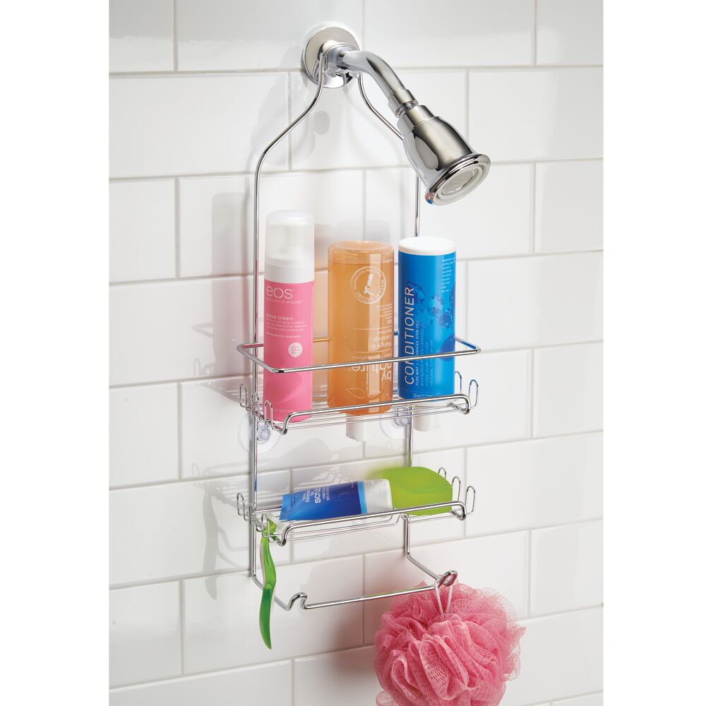 Interdesign Bathroom Shower Suction Caddy Holder for Shampoo, Conditioner, Soap - Clear