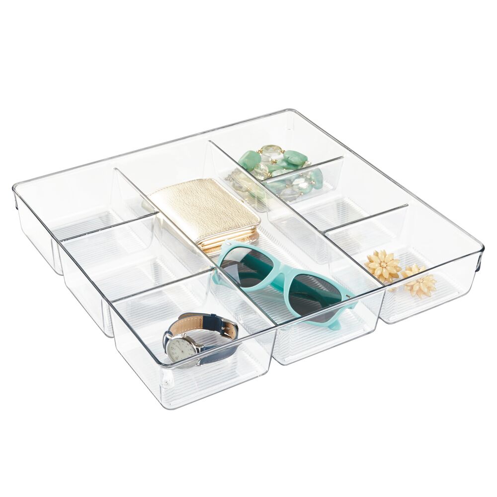 Interdesign Linus Plastic Organizer, Storage Container for Vanity, Bathroom, Kitchen Drawers, 3 inch x 3 inch x 2 inch, Set of 2, Clear