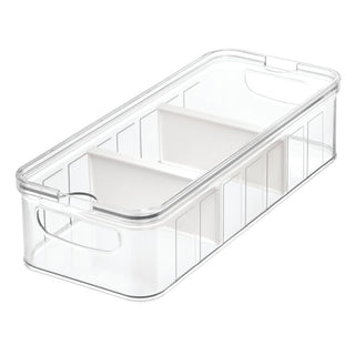 iDesign Crisp Large Divided Bin made with Recycled Plastic in Clear