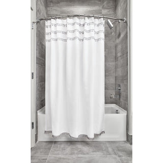 Tassel Shower Curtain White/Gray