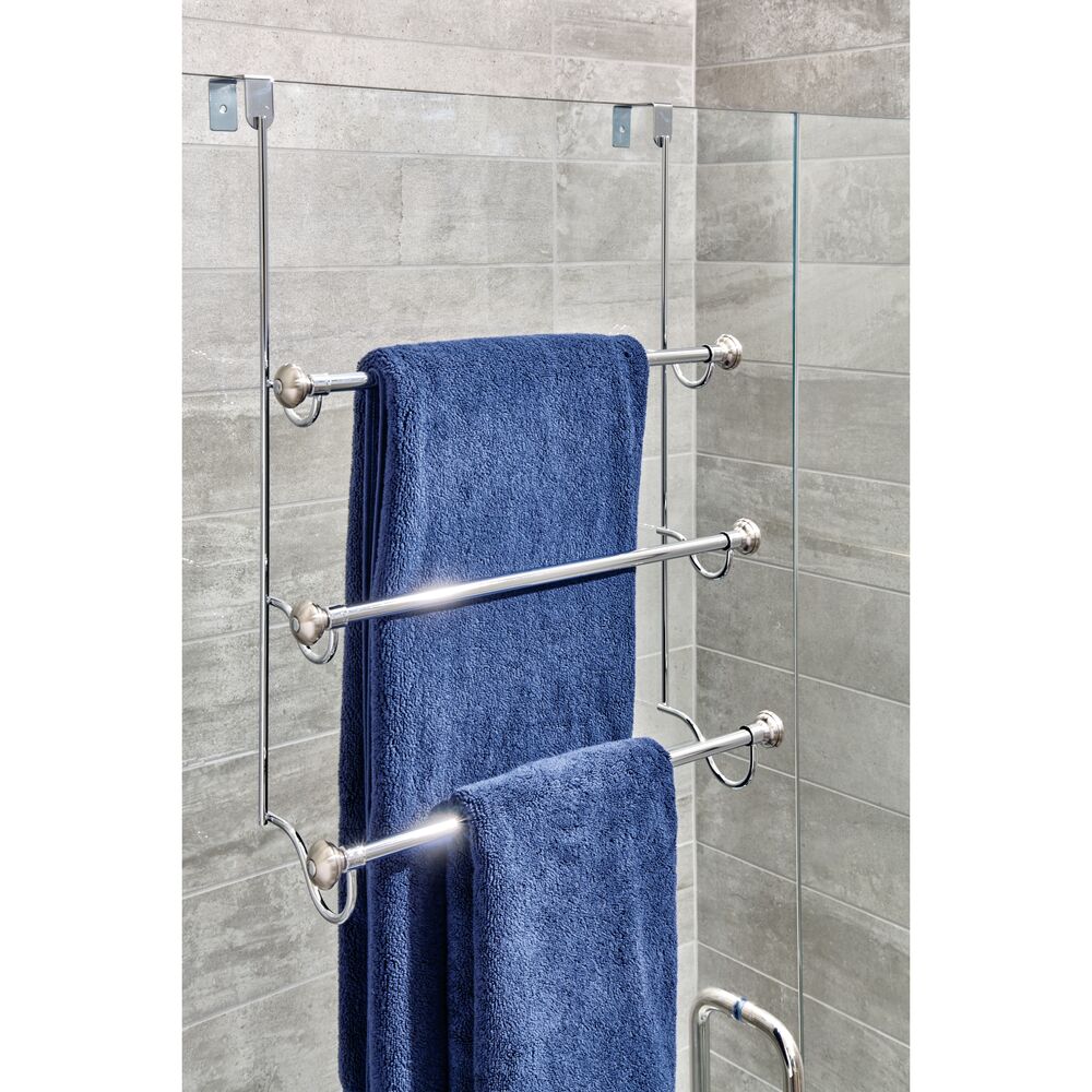 2-Tier Wall Mount Shower Organizer Storage Towel Rack in Chrome