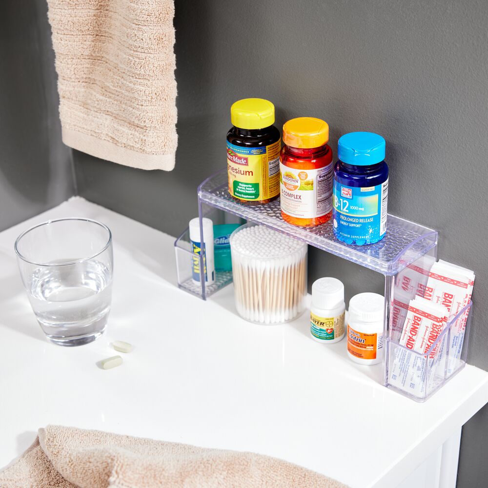 iDesign Plastic High Rise Medicine Cabinet Organizer, The Med+ Collection  12 x 3 x 5.25, Clear