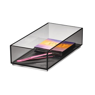 Sarah Tanno Collection for iDesign Cosmetic Drawer Organizer, 4" x 8" x 2", Smoke/Matte Black