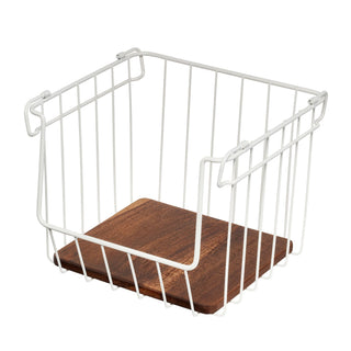 iDesign Open Wire Basket Acacia Wood