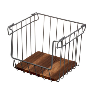 iDesign Open Wire Basket Acacia Wood