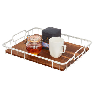 iDesign Acacia Wood & Wire Serving Tray