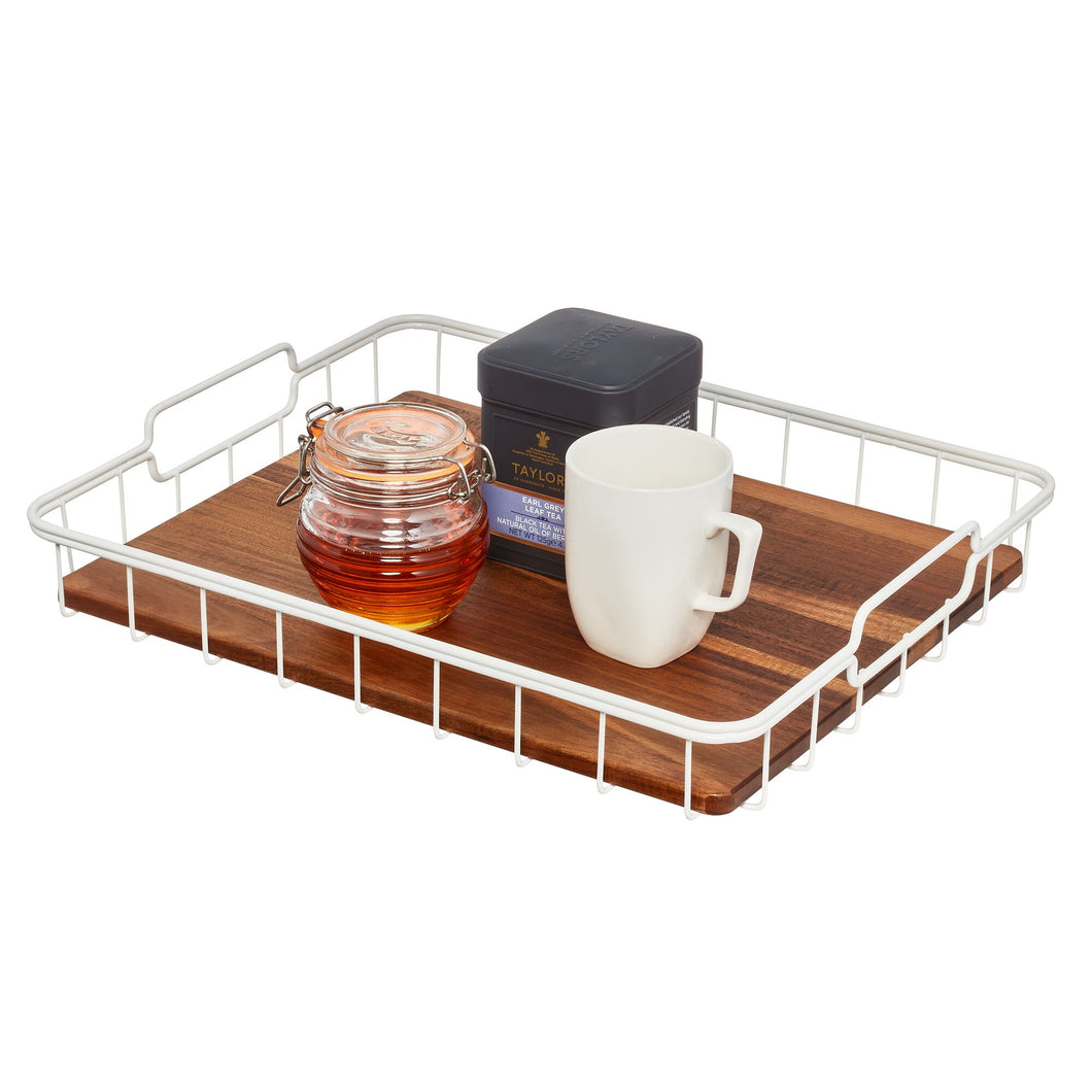 The Ría Safford Collection by iDesign Acacia Wood & Wire Serving Tray