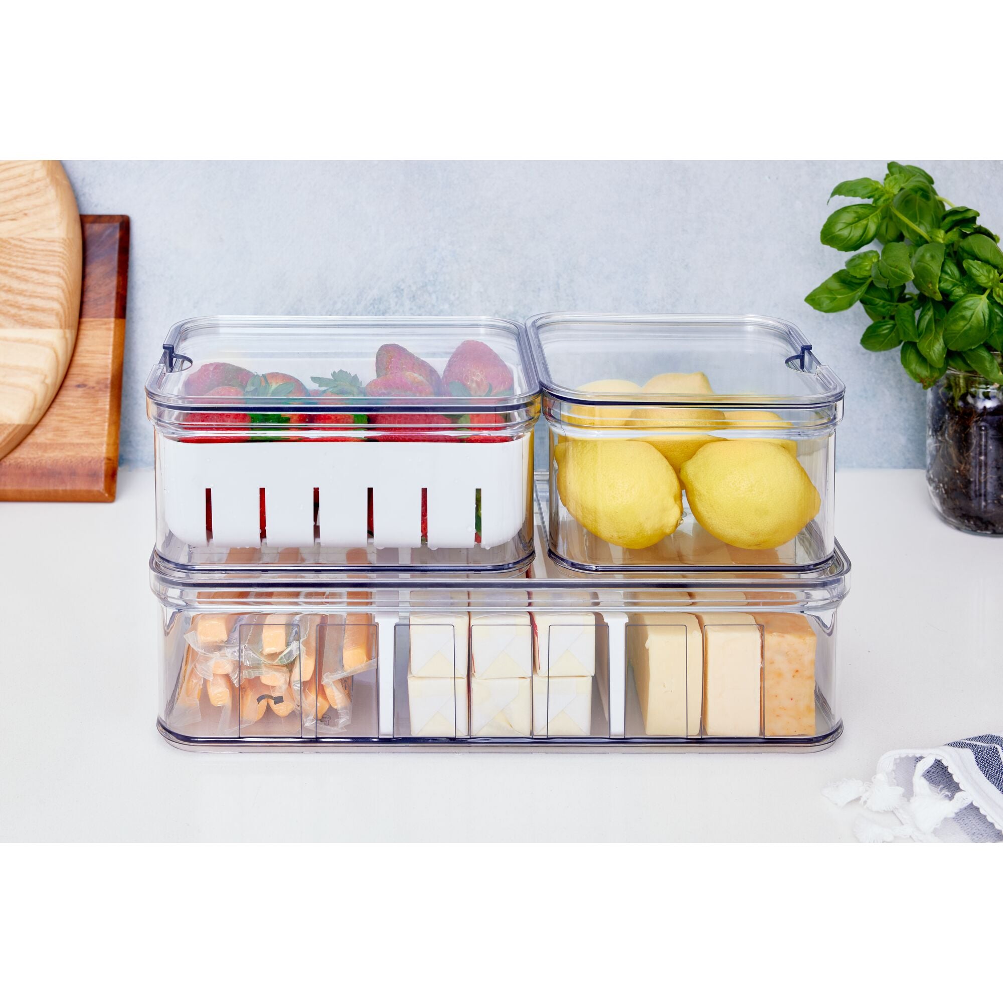  fridge bins and organizers Set of 10 - Stackable refrigerator  bins set includes 6 bins for food containers and 4 precut shelf liners for  fridge shelf's: Home & Kitchen