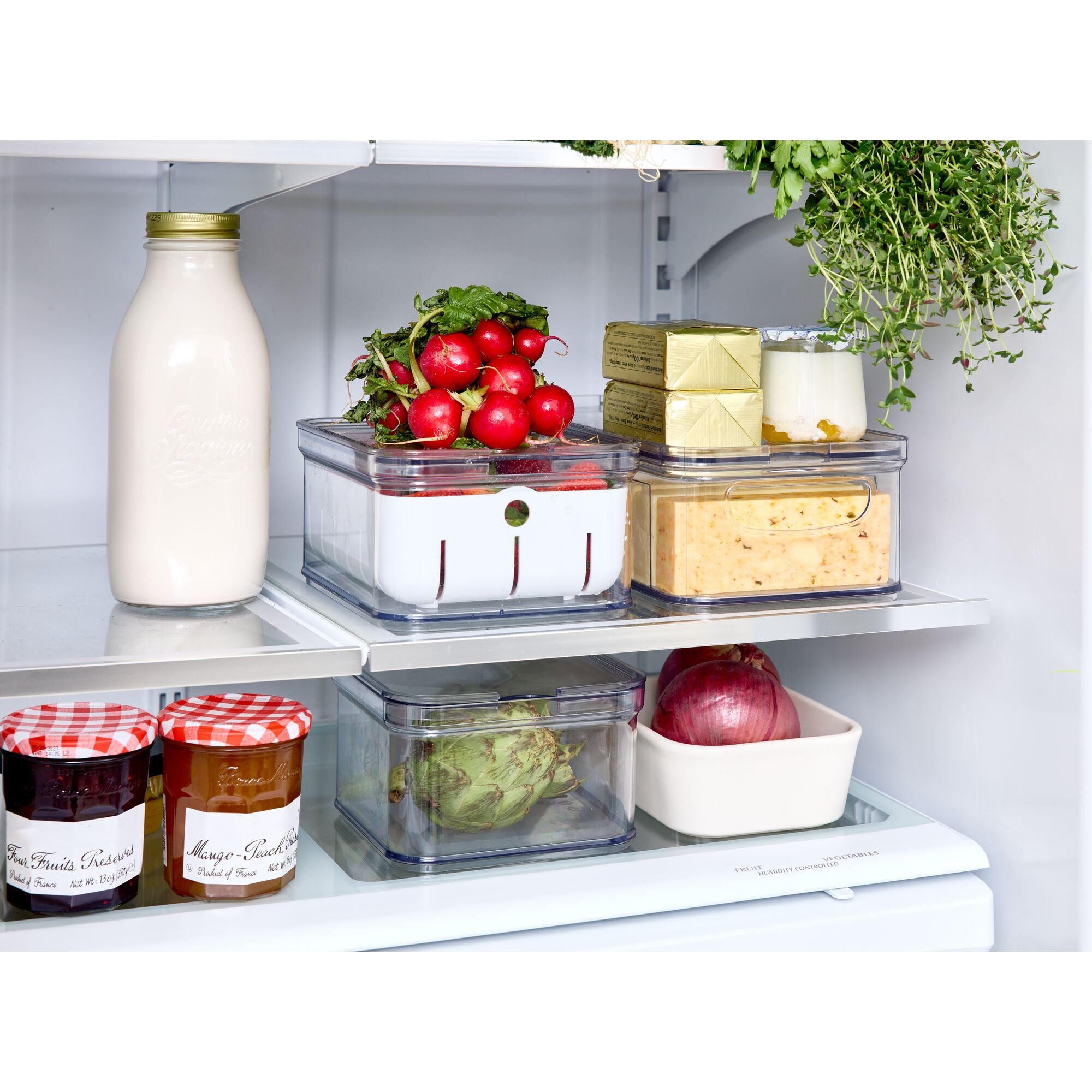 3pcs Big Plastic Kitchen Organizer Food Container - Storage Bin with  Handles for Refrigerator, Freezer, Cabinet, and Pantry Shelves Organization