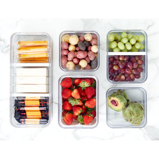 iDesign 5-Piece Recycled Plastic Crisp Refrigerator Organizer Bin Set with Lids