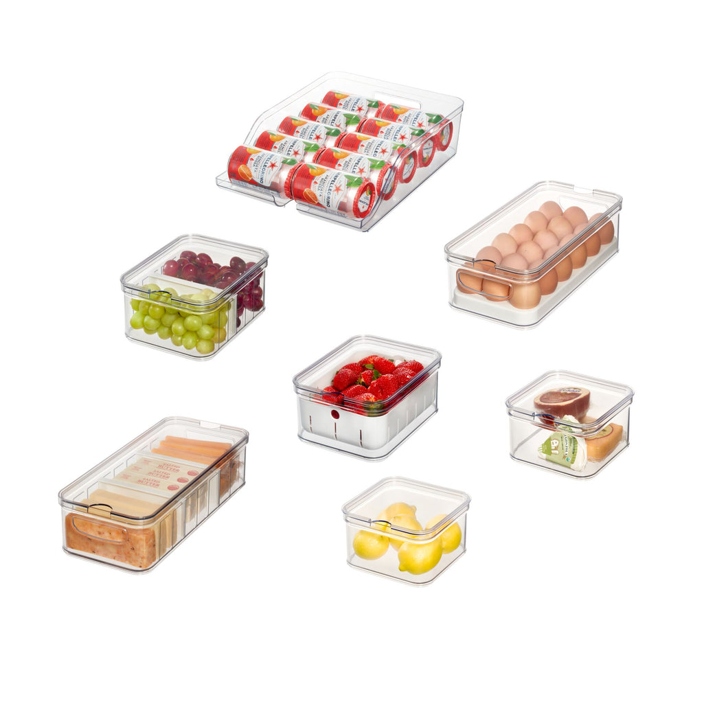 The Spruce by iDesign 7-Piece Recycled Plastic Refrigerator Organizer Bin Set with Lids