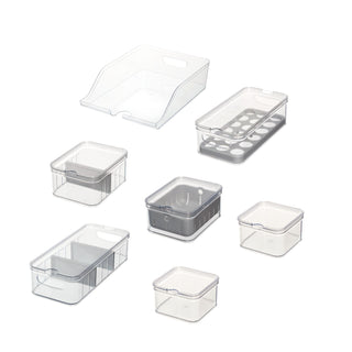 iDesign 7-Piece Recycled Plastic Crisp Refrigerator Organizer Bin Set with Lids