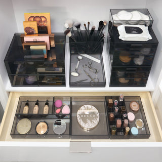 Sarah Tanno Collection for iDesign Cosmetic Drawer Organizer, 4" x 8" x 2", Smoke/Matte Black
