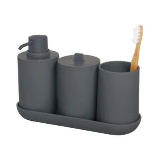 Cade Bath Accessories (Set of 4) Charcoal - iDesign-Pump Caddy