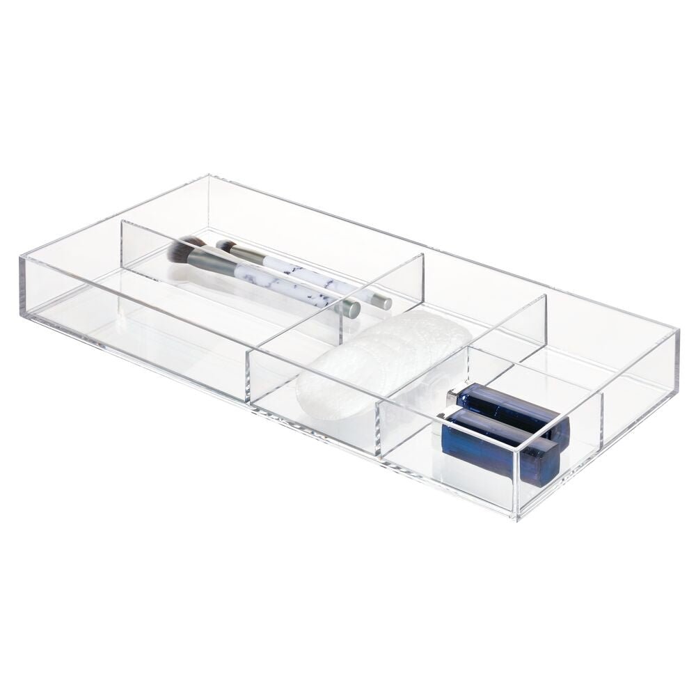 iDesign Set of 2 Sierra Clear Plastic Drawer and Shelf Organizer Trays, 4  H x 4 W x 2.75 L 