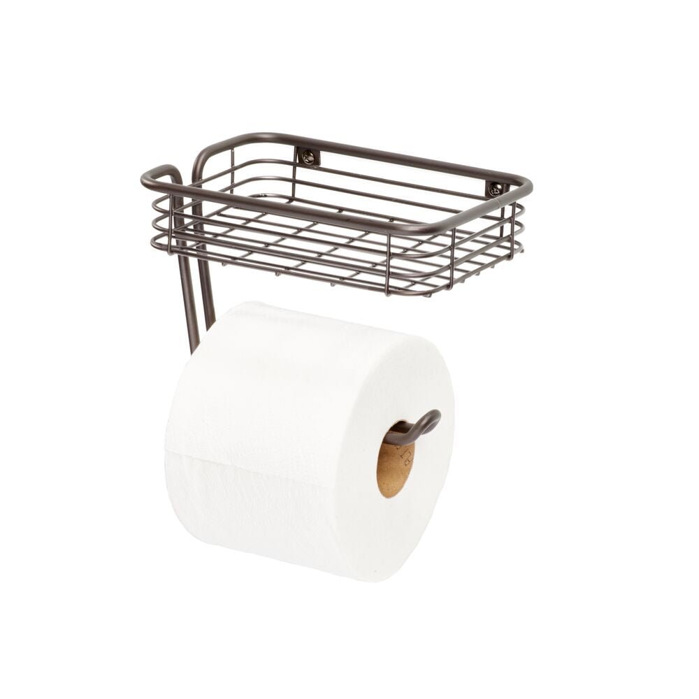 iDesign Bronze Wall-mounted Toilet Paper Holder with Shelf