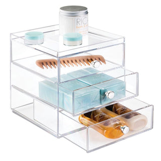 Drawers - Glasses - 3 Drawer Clear - iDesign-Vanity/Cosmetic Organizer