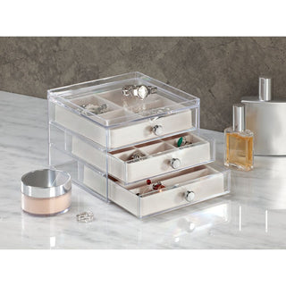 Drawers Jewelry Box - 3 Drawer Slim Clear/Ivory - iDesign-Jewelry Holder