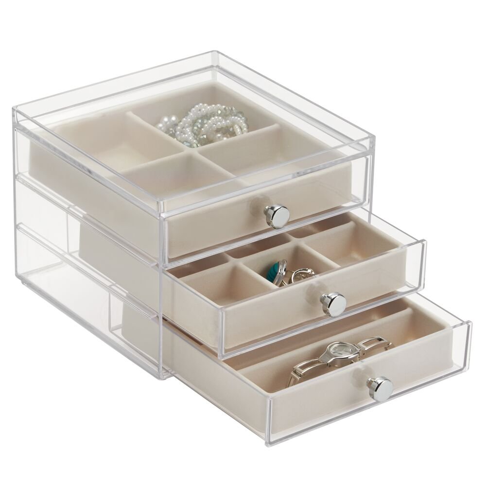 Clear Acrylic Jewellery Box Jewellery Organiser With 3 Drawers For Women Jewelry Storage Box