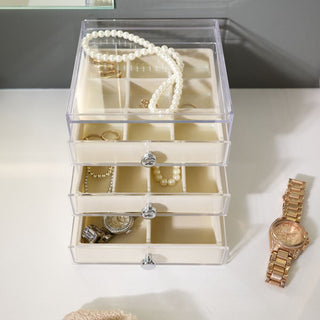 Drawers Jewelry Box - 3 Drawer Slim Clear/Ivory - iDesign-Jewelry Holder