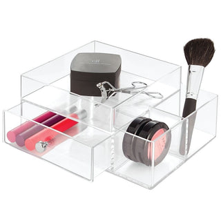Drawers w/ Side Organizer Clear - iDesign-Vanity/Cosmetic Organizer