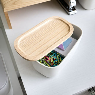 Eco Office Ceramic Bin with Lid Coconut - iDesign-Desk Organizer